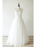 Beaded Ivory Lace Tulle Anniversary Wedding Dress